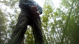 I masturbate my cock outside in the bushes and cum.