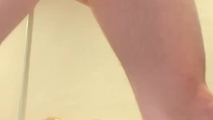 Jock cumshot while riding my dildo