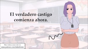 JOI profesora te masturba con unas cuerdas.