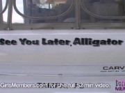 Her Big Bare Natural Tits Bounce Along In My Car 14/16