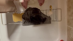 Piss all over grey briefs