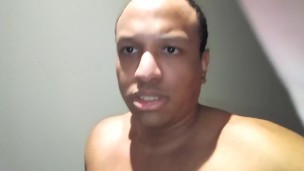 Cute boy shows his bib dick after job day