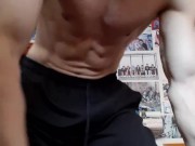 slender man did exercises and then sweetly cummed thick cum