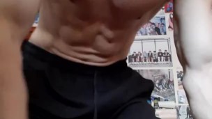 slender man did exercises and then sweetly cummed thick cum