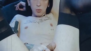 femboy in nylon stockings play with assshole