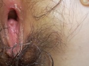 Tight hairy pussy Before & After thick cock Close up 12/16