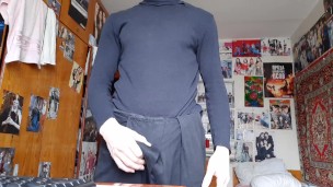 english teen hides his cock under his pants