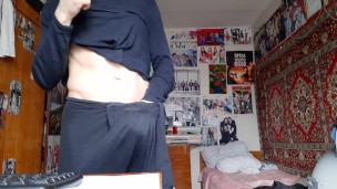 gym teacher jerking off at home
