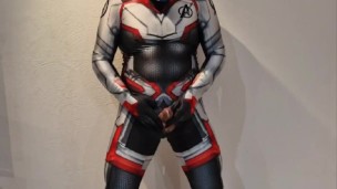 Jerk off in Lycra Suit