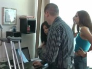 Femdom teens jerk smallpenis in 3some 1/16