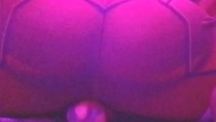 Teen girl playing and masturbs with pink huge dildo in 002 suit cosplayer anime pussy close up Led