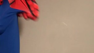 trying to JERK OFF in a Spiderman Costume - FAIL ** BALL STRETCHER ON **
