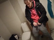 Muscular young bull with huge muscular thighs masturbating after a sweaty session at the gym