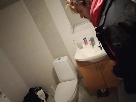 Muscular young bull with huge muscular thighs masturbating after a sweaty session at the gym