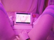 Kawaii girl masturbates after class watching lesbian hentai until squirts and pisses herself 7/16