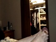 Footjob sexy as feet 2tone toe nails till cum on mates mums feet 15/16