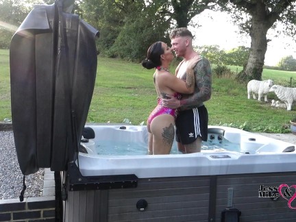 passionate outdoor sex in hot tub on naughty weekend away