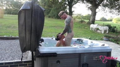 passionate outdoor sex in hot tub on naughty weekend away