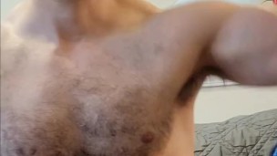 Muscle bear flexing and showing off armpits!