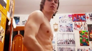 hot muscle guy cums on you 