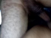 watching porn with him eating me upside down to the balls, he filled my pussy with cum I came along