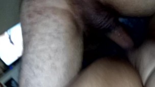 watching porn with him eating me upside down to the balls, he filled my pussy with cum I came along