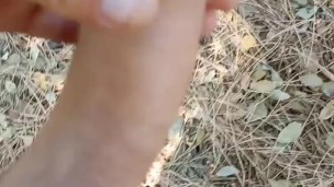 Young hung lad wanking outside