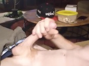 Quick cumshot on the couch almost caught 12/16