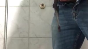 Jerking in the bathroom