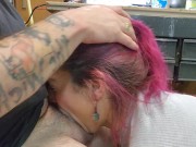 Gagging, squirting and a huge facial, Garage Fun 15/16