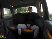 Female Fake Taxi Busty Brunette fucking a big cock on the back seat of a taxi 3/16