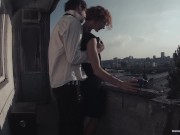 Petite girlfriend gets bent over on the patio and fucked hard 1/16