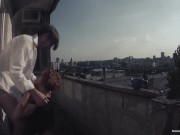 Petite girlfriend gets bent over on the patio and fucked hard 7/16