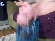 Regular sloppy throatfuck upside down, cum in mouth pushed in throat - Front angle on OF 16/16
