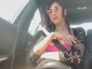Car ride: Artemisia Love smoking with her big nipples out 11/16