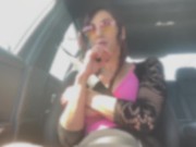 Car ride: Artemisia Love smoking with her big nipples out 3/16