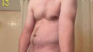 Man Masturbating Standing Up at the Bathroom Counter