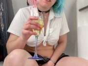 Piss drinking goth slut makes a mess 11/16