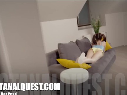 European pornstar redhead named Hot Pearl enjoys raw anal for the first time. Ass play + A2M.