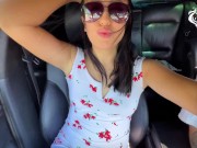 Beautiful brunette with big ass sucks and fucks doggy style in public,for a car ride 2/16