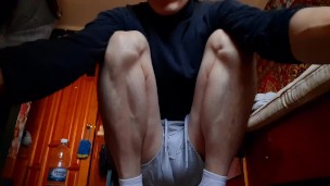 asmr footjob show in adidas white sports socks 