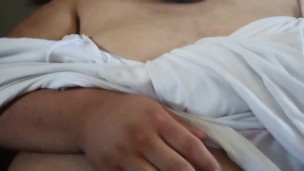 Super chub plays with his tits