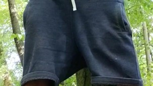 Throbbing cumming cock in woods