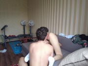 He tied his hands with a belt to a beautiful bitch and fucked her hard 9/16