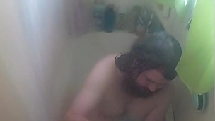 Overhead view of takeing a shower
