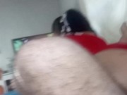 sitting hot with my ass shaking on hard dick and watching bitch take hard dick underneath in porno