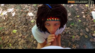 POV Blowjob and handjob in the Public park till cum in mouth