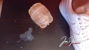 Over 10 big cumshots of twink wearing Nike Air Force 1 wanking his throbbing cock with Fleshlight
