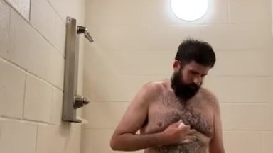 Daddy Having Public Shower Fun  