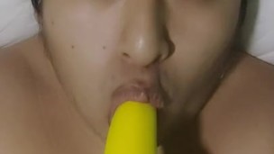young gay devours a rubber penis